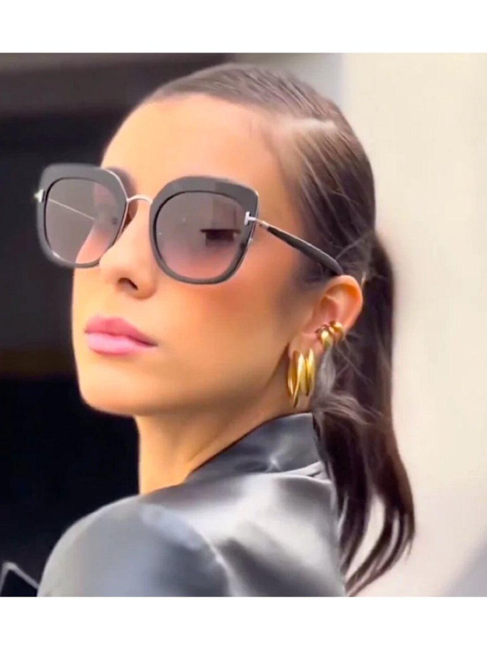 NEW TOM FORD VIRGINIA TF945 05B WOMEN BLACK SUNGLASSES TOM FORD FT0945/S